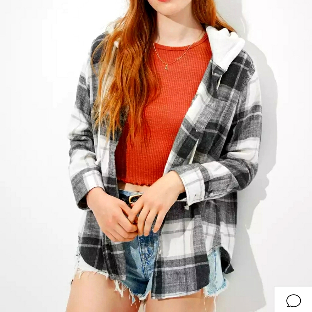 American eagle hooded flannel